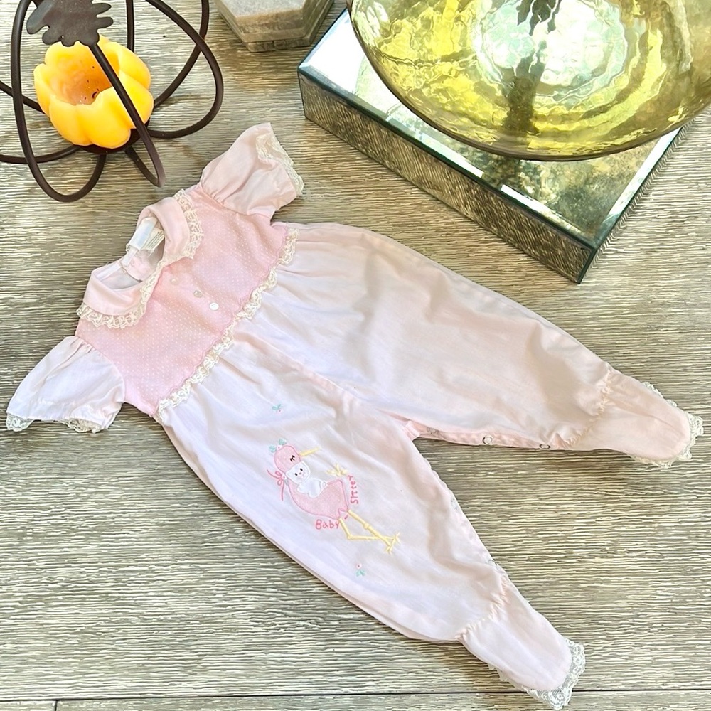 Vintage Nannette Baby Girl Footed Onesie